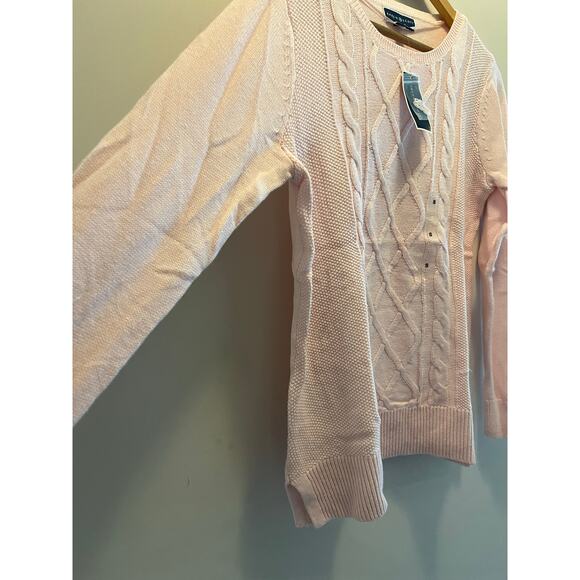 NWT Karen Scott Light Pink Cable Knit Crew Neck Sweater Size Small JL - Picture 2 of 6